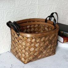 Hand-woven wood chip basket portable dried flower storage basket desktop storage basket bread props shooting basket