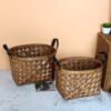Hand-woven wood chip basket portable dried flower storage basket desktop storage basket bread props shooting basket
