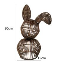 Natural rattan hand-woven rabbit pumpkin Easter basket pastoral fun