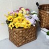 Hand-woven wood chip basket portable dried flower storage basket desktop storage basket bread props shooting basket