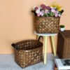 Hand-woven wood chip basket portable dried flower storage basket desktop storage basket bread props shooting basket